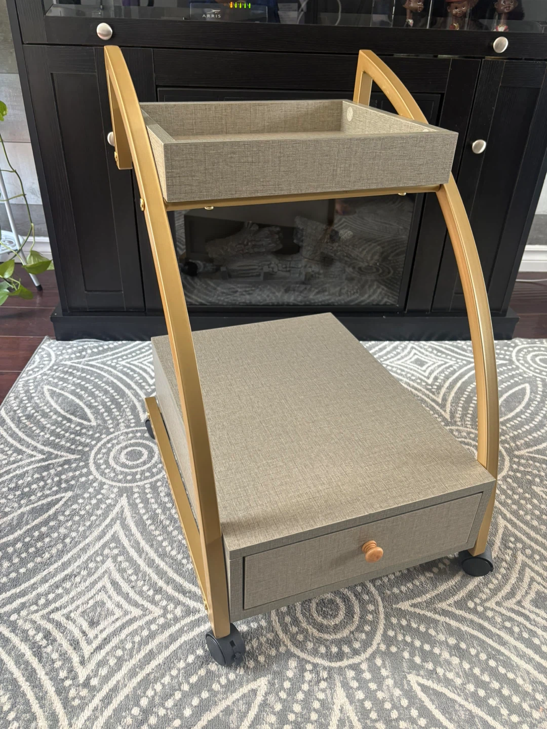 Rolling Storage Cart with Drawer use as end table or plant stand
