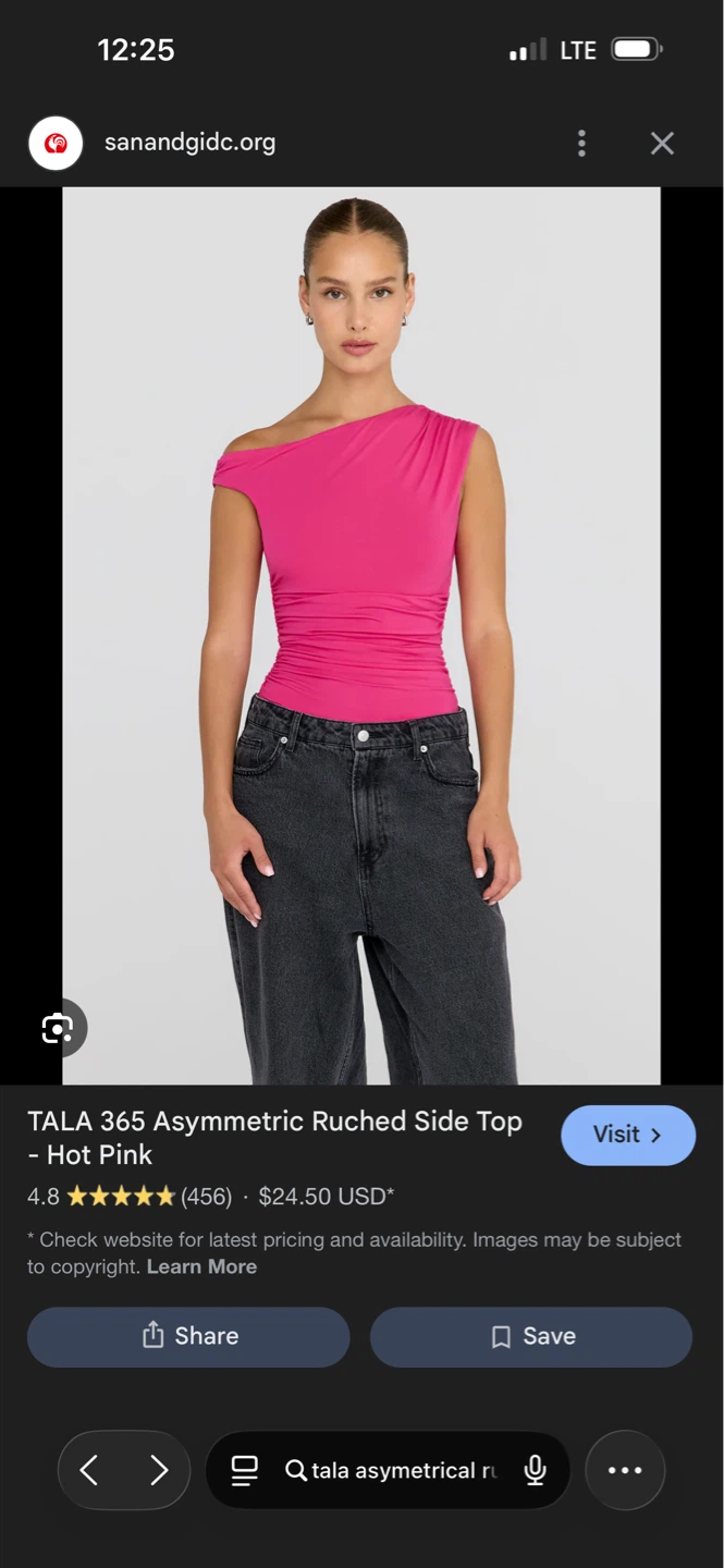 TALA 365 Asymmetric Ruched Side Top Hot Pink ⚽️