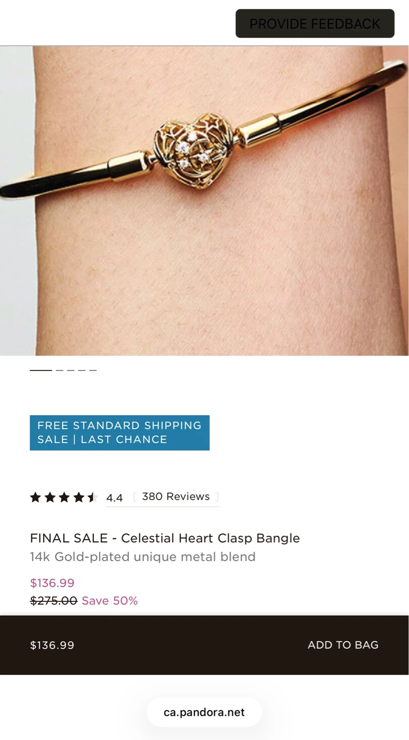 Pandora Celestial Heart Clasp Bangle - photo 2