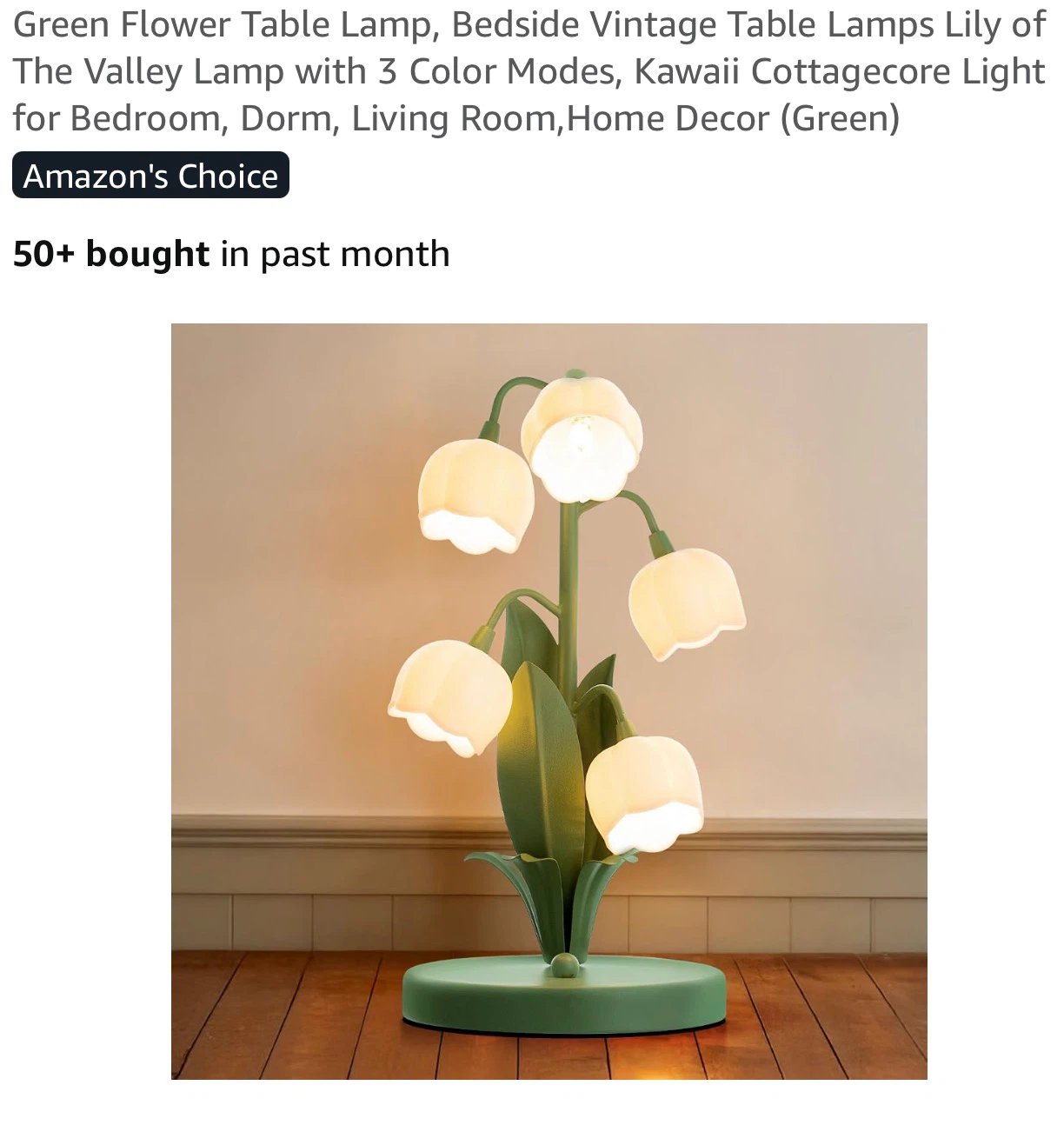 Green Lily of the Valley Flower Table Lamp - 3 Color Modes GN1