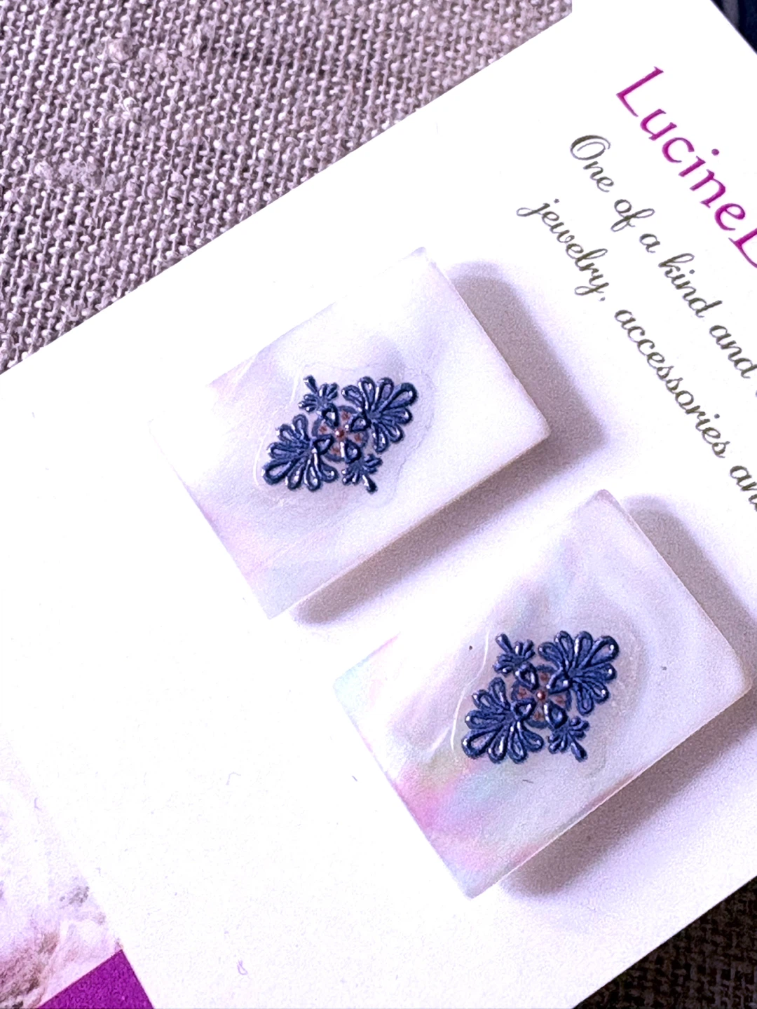 White Mother-of-Pearl Square Stud Earrings
