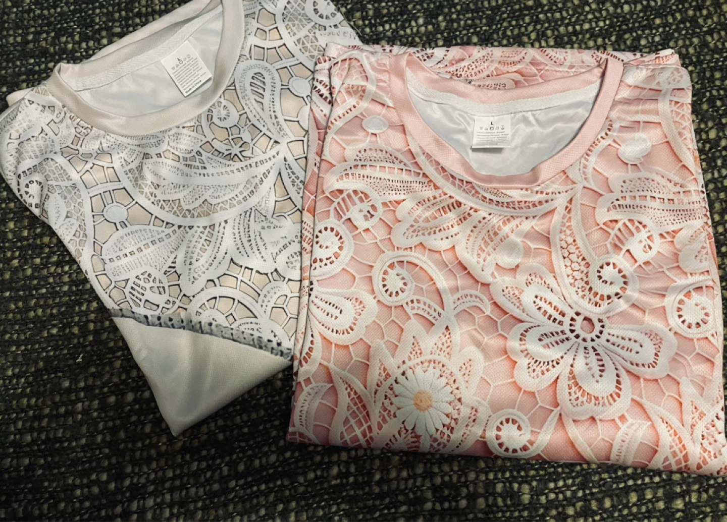 ⚽️Women's Lace Overlay Tops Pink & Beige