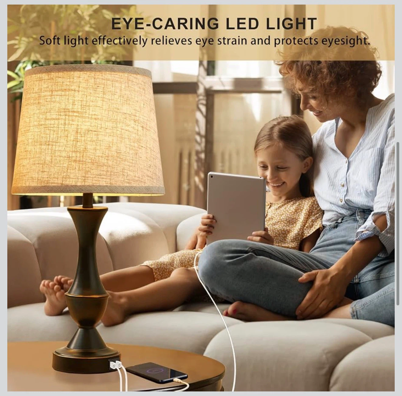 Luvkczc 22" Tall Touch Bedside Lamp with USB Charging Ports 22T - photo 5