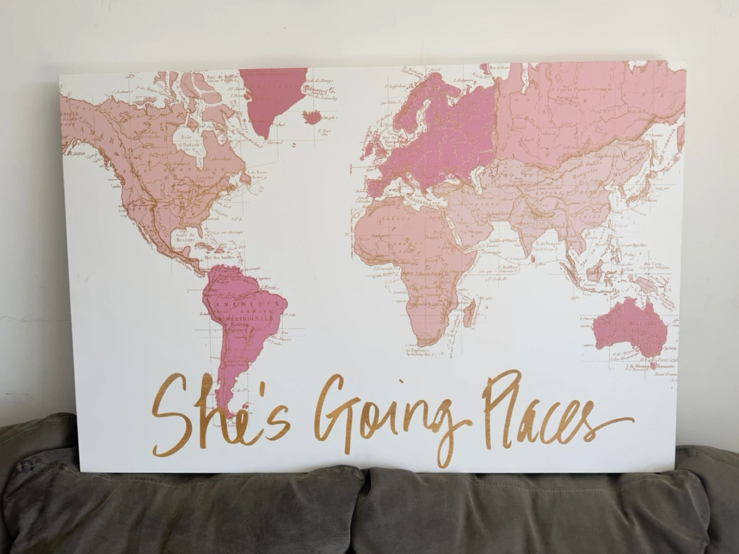 She's Going Places World Map Wall Art