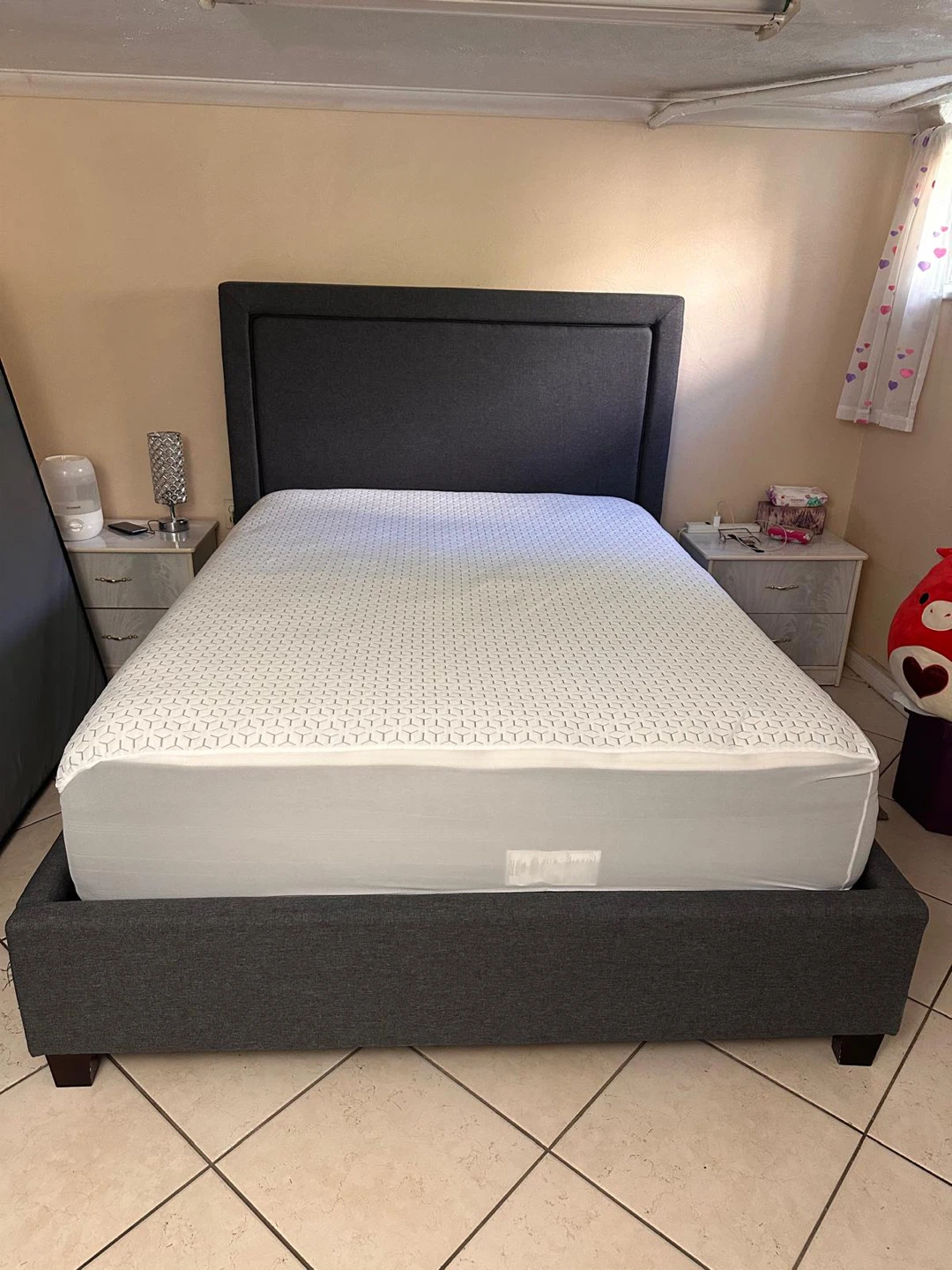 Dark Grey Upholstered Bed Frame