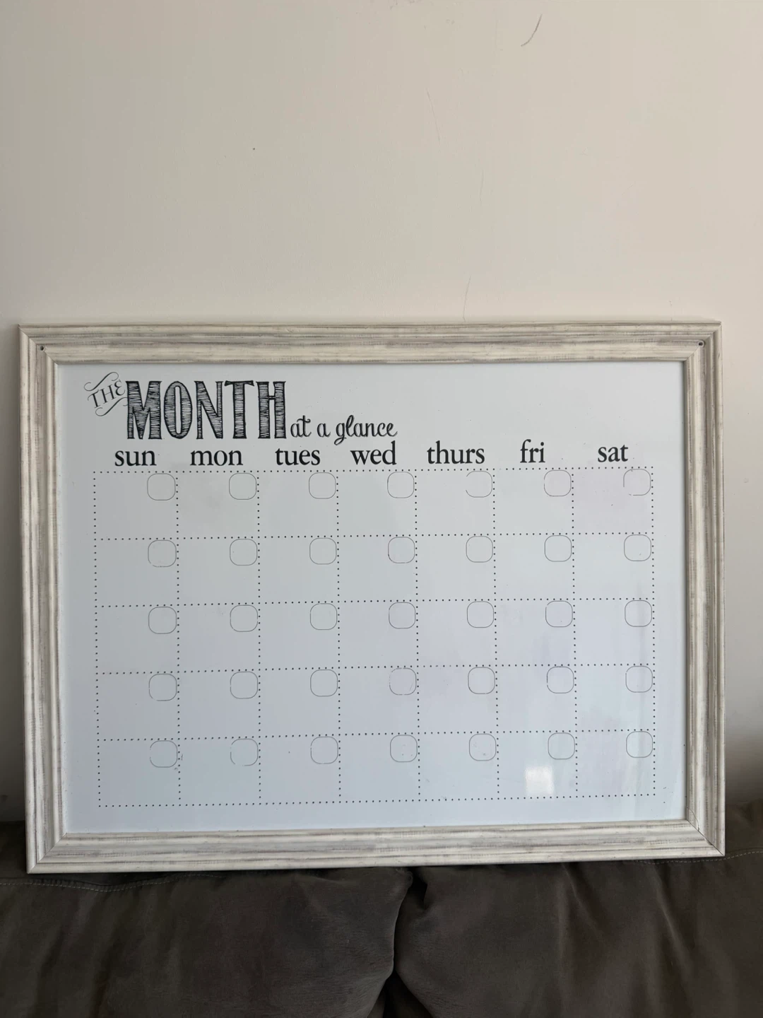 White Framed Monthly Calendar Whiteboard