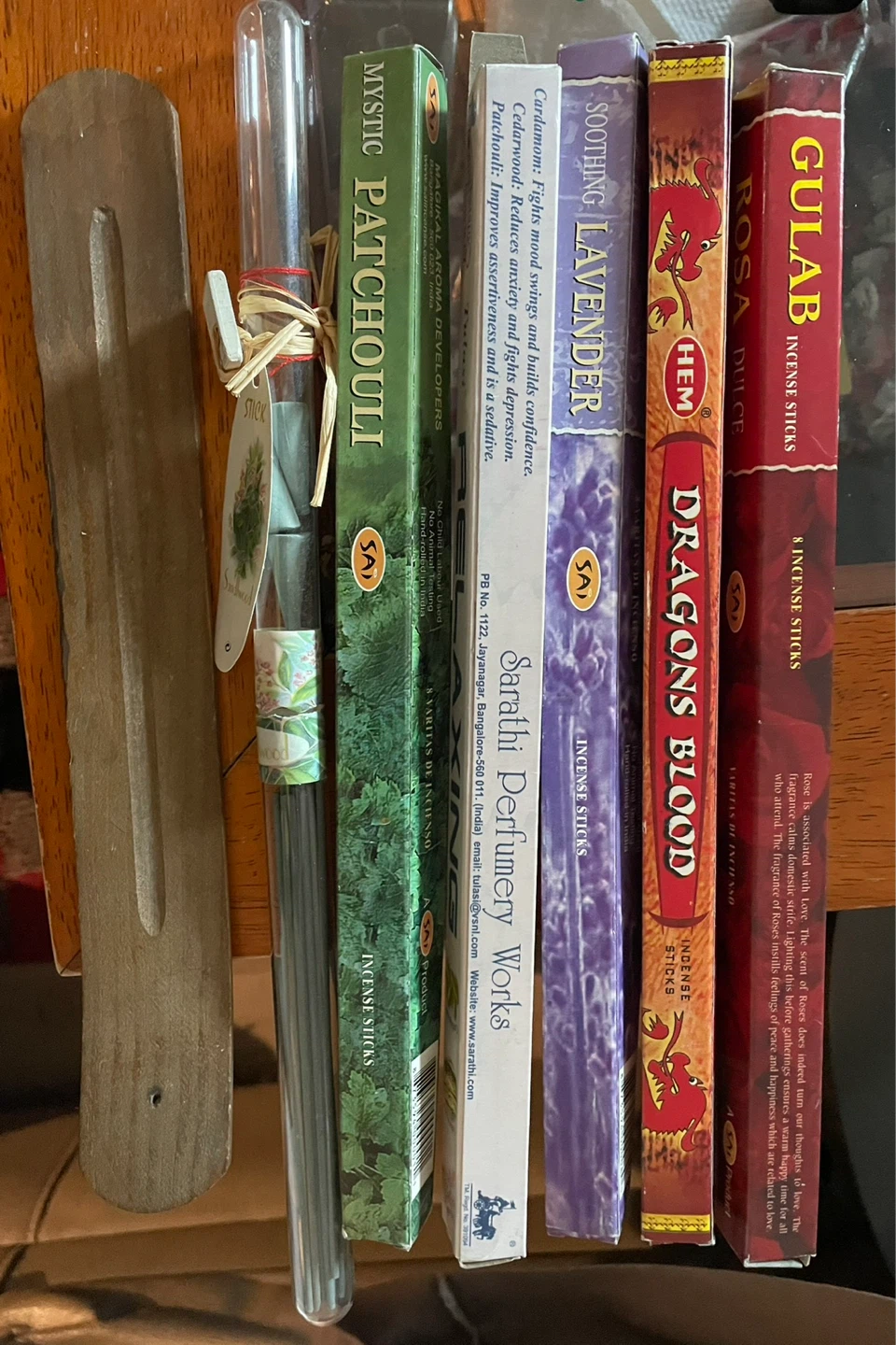 Incense burner tray with 6 packs lot 7 items of incense