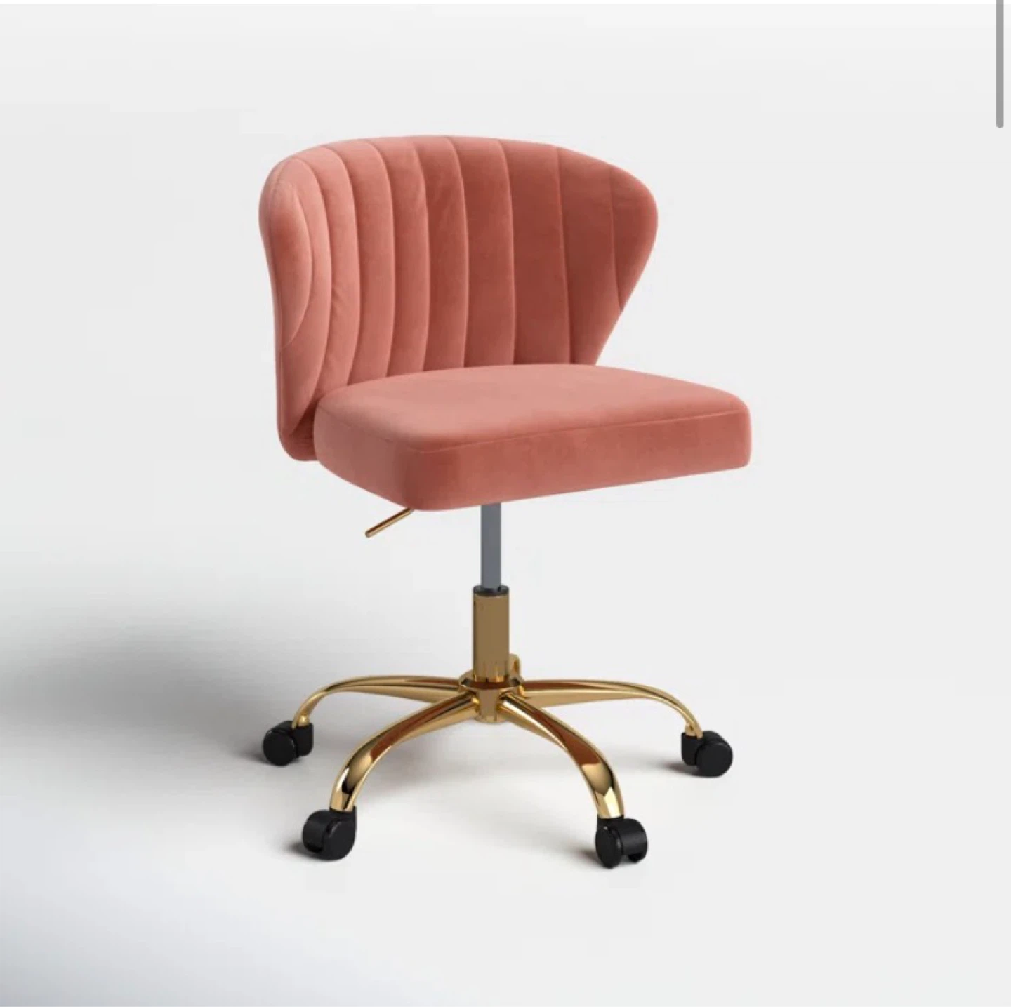 Pink Velvet Swivel Office Chair with Gold Base