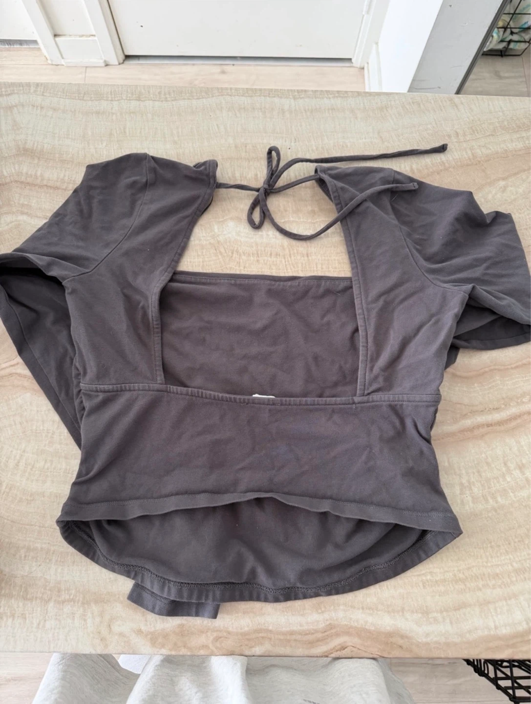 Grey Long Sleeve backless Top - photo 2