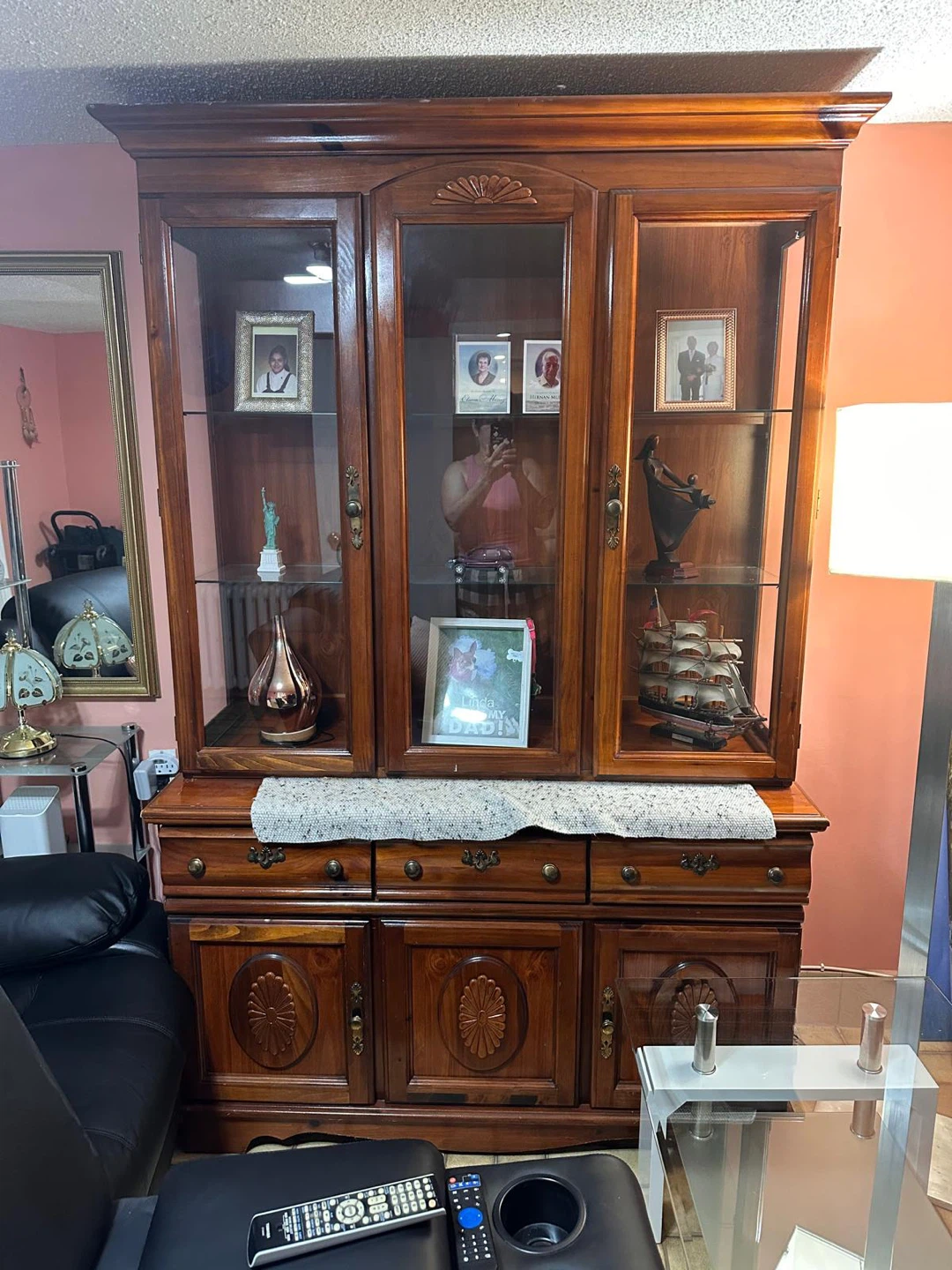 Wooden China Cabinet with Glass Doors