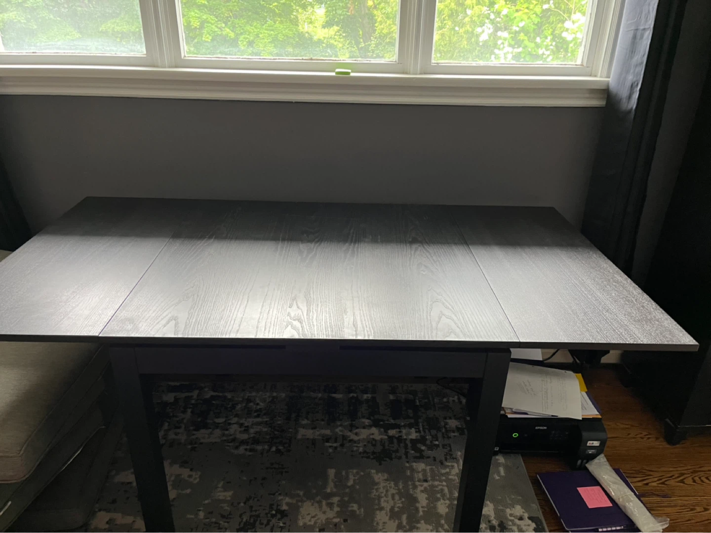 Expandable Dining Table - Black Wood Finish - photo 4