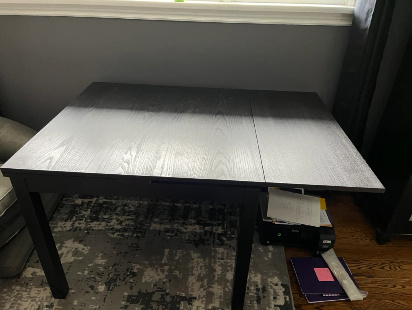 Expandable Dining Table - Black Wood Finish - photo 3