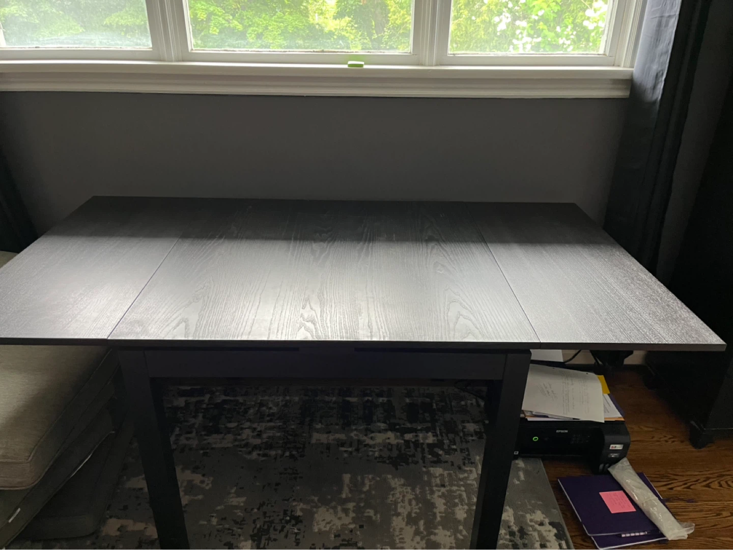 Expandable Dining Table - Black Wood Finish - photo 5