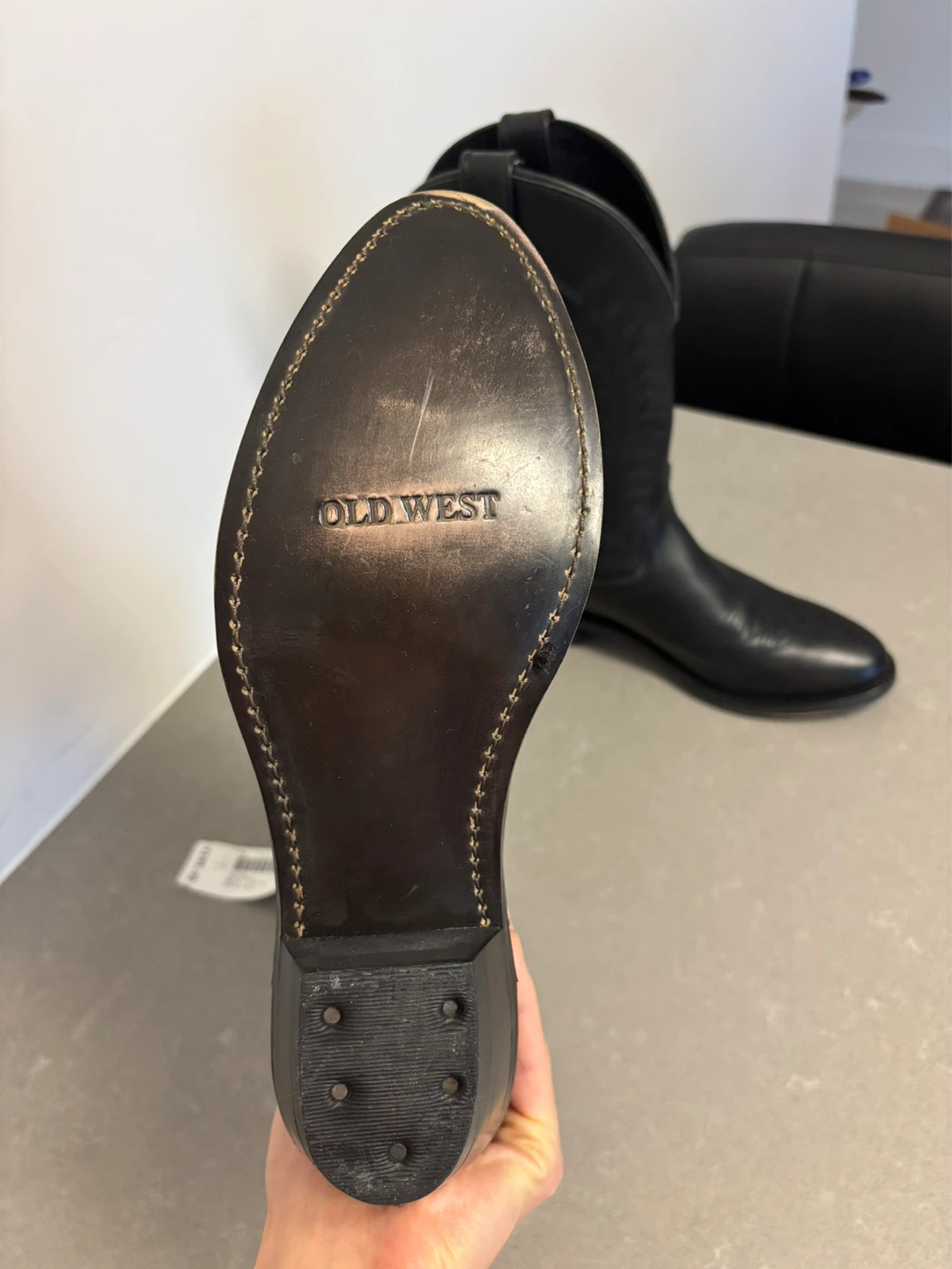 Old West Black Leather Cowboy Boots - photo 3