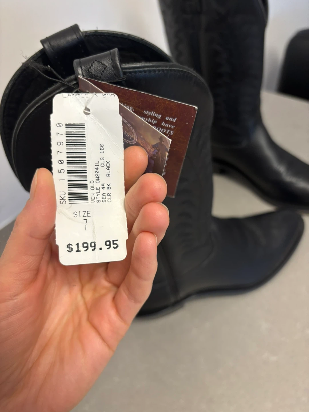 Old West Black Leather Cowboy Boots - photo 5