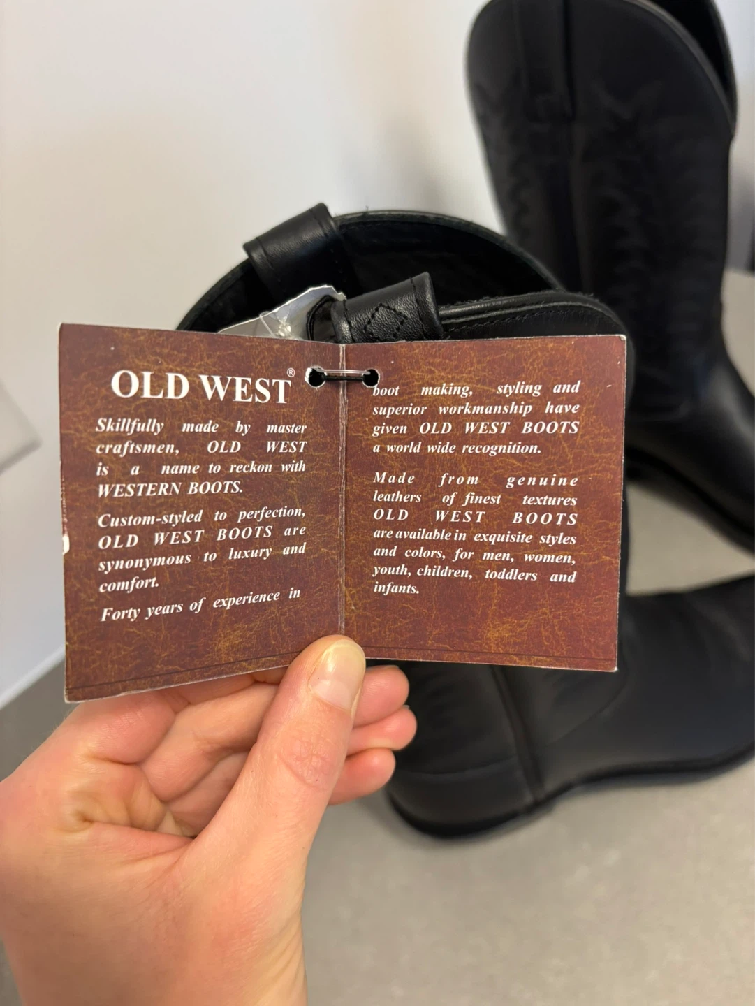 Old West Black Leather Cowboy Boots - photo 4