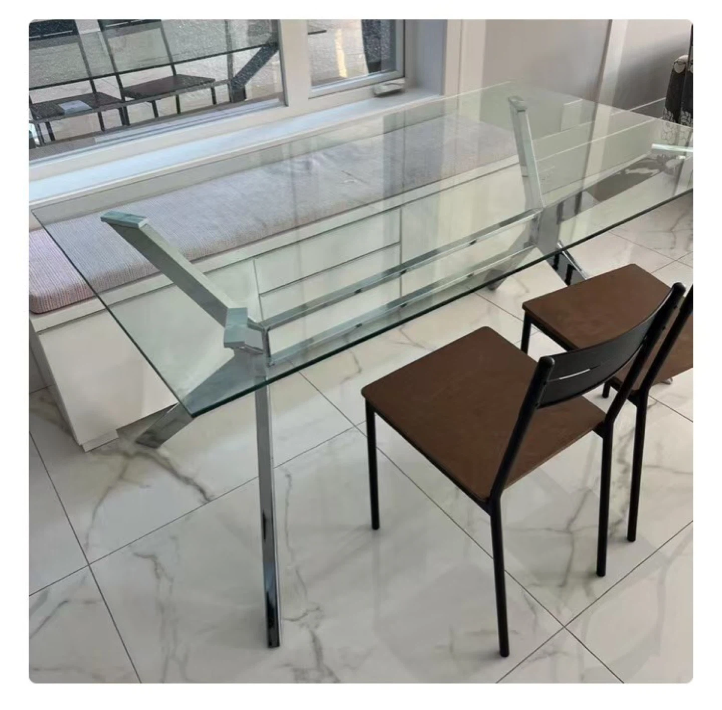 Glass and Chrome Dining Table