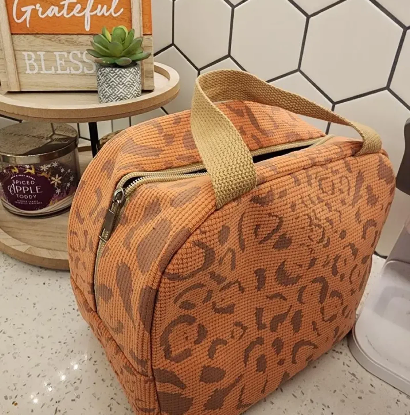 Orange Leopard Print Lunch Bag⚽️