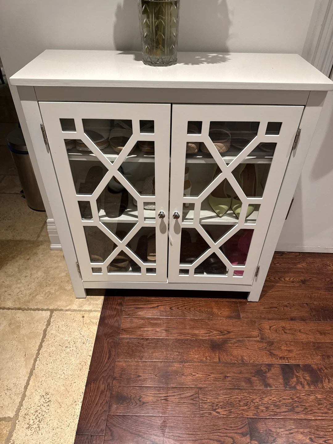 White Two-Door Shoe Cabinet