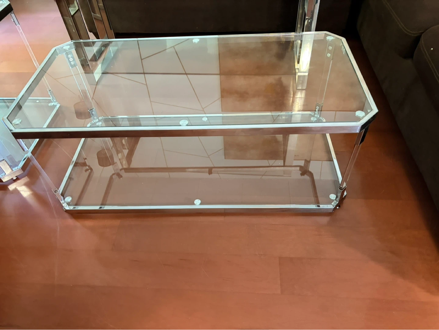 Clear Acrylic and Chrome Coffee Table