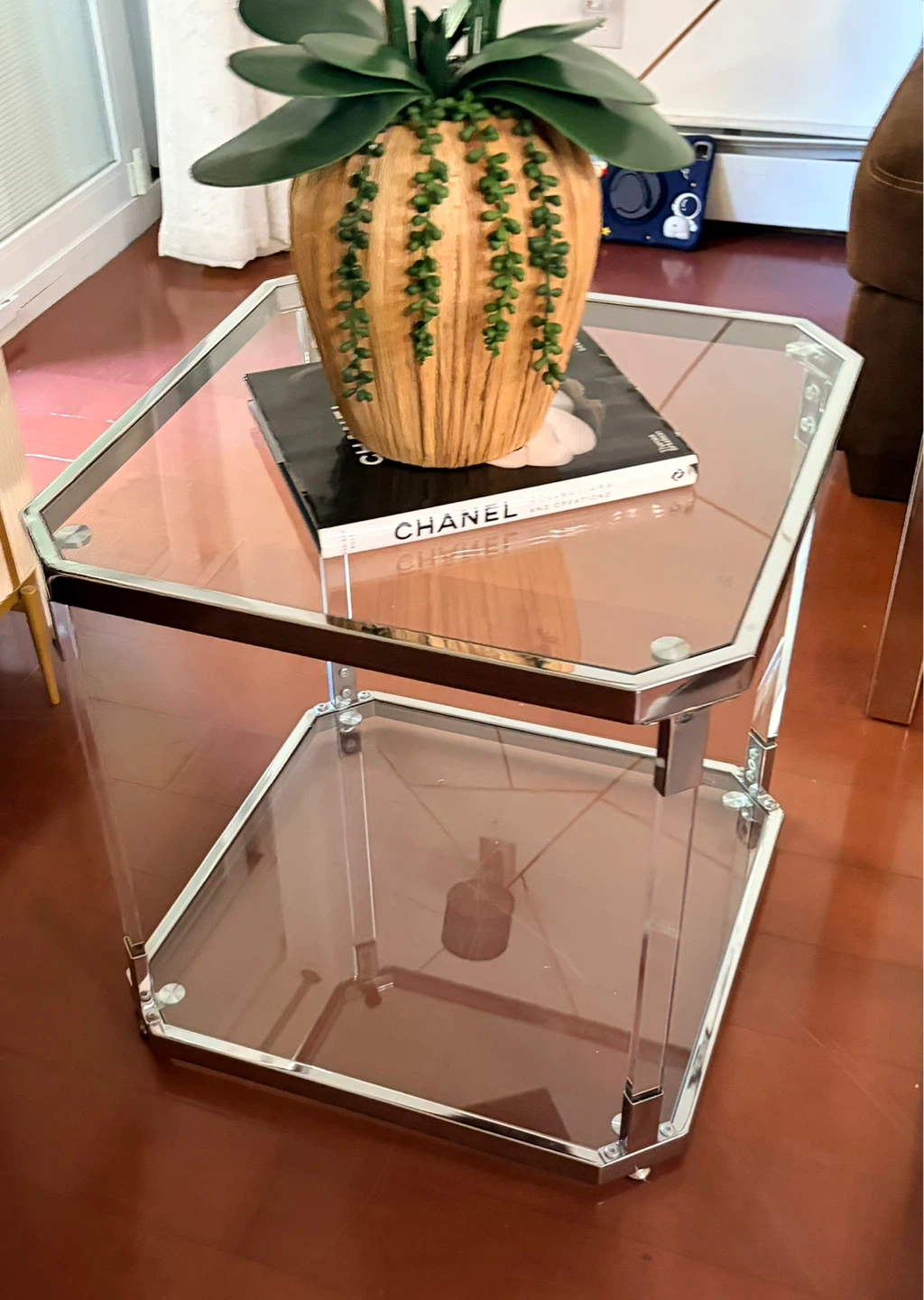 Clear Acrylic and Chrome Coffee Table - photo 2