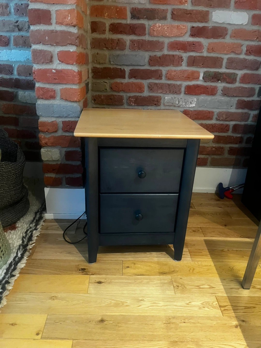 Two-Drawer Nightstand with Wood Top