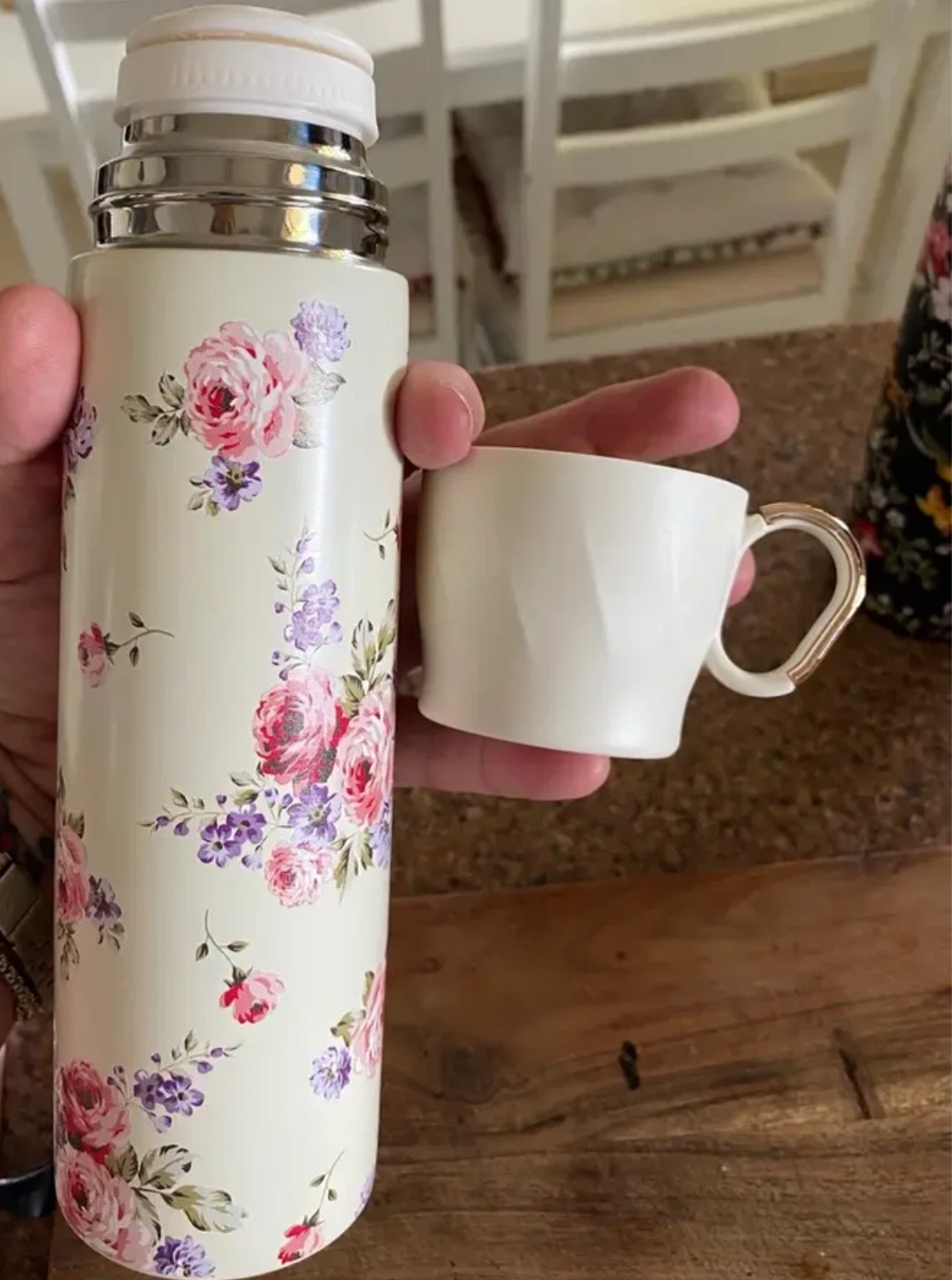 Floral Thermos with Cup⚽️
