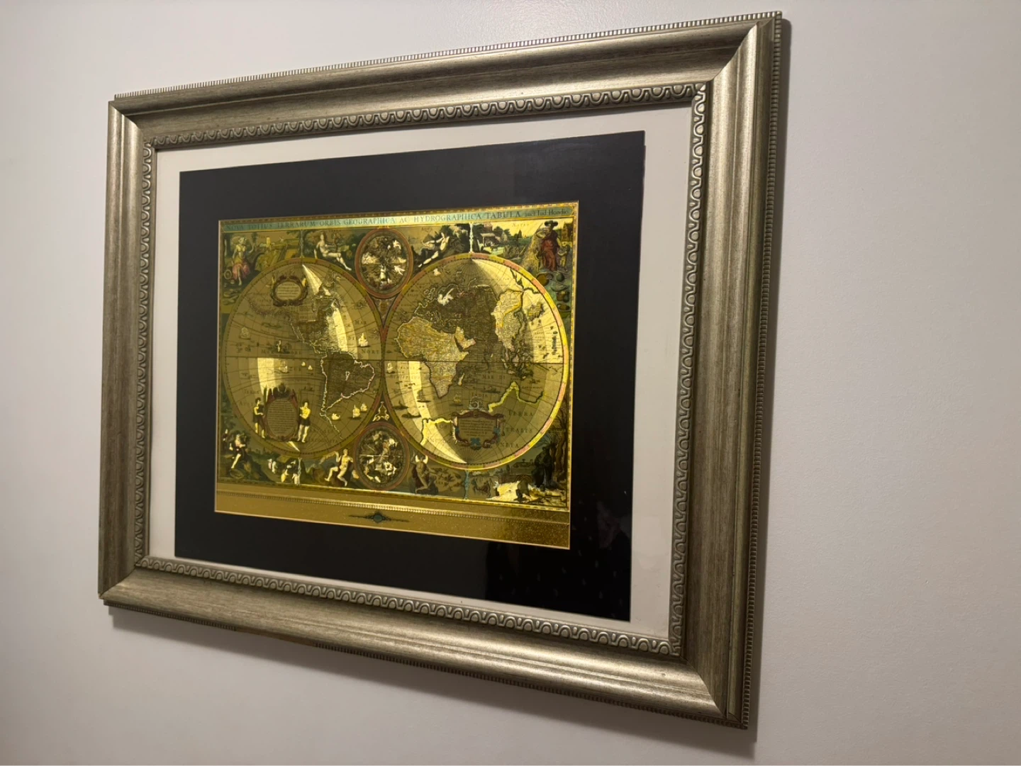 Framed Gold World Map Art