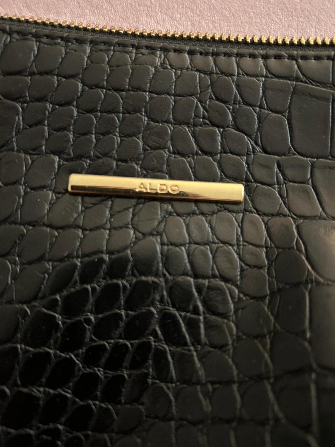 ALDO Black Croc Embossed Shoulder Bag/Makeup Bag - photo 2