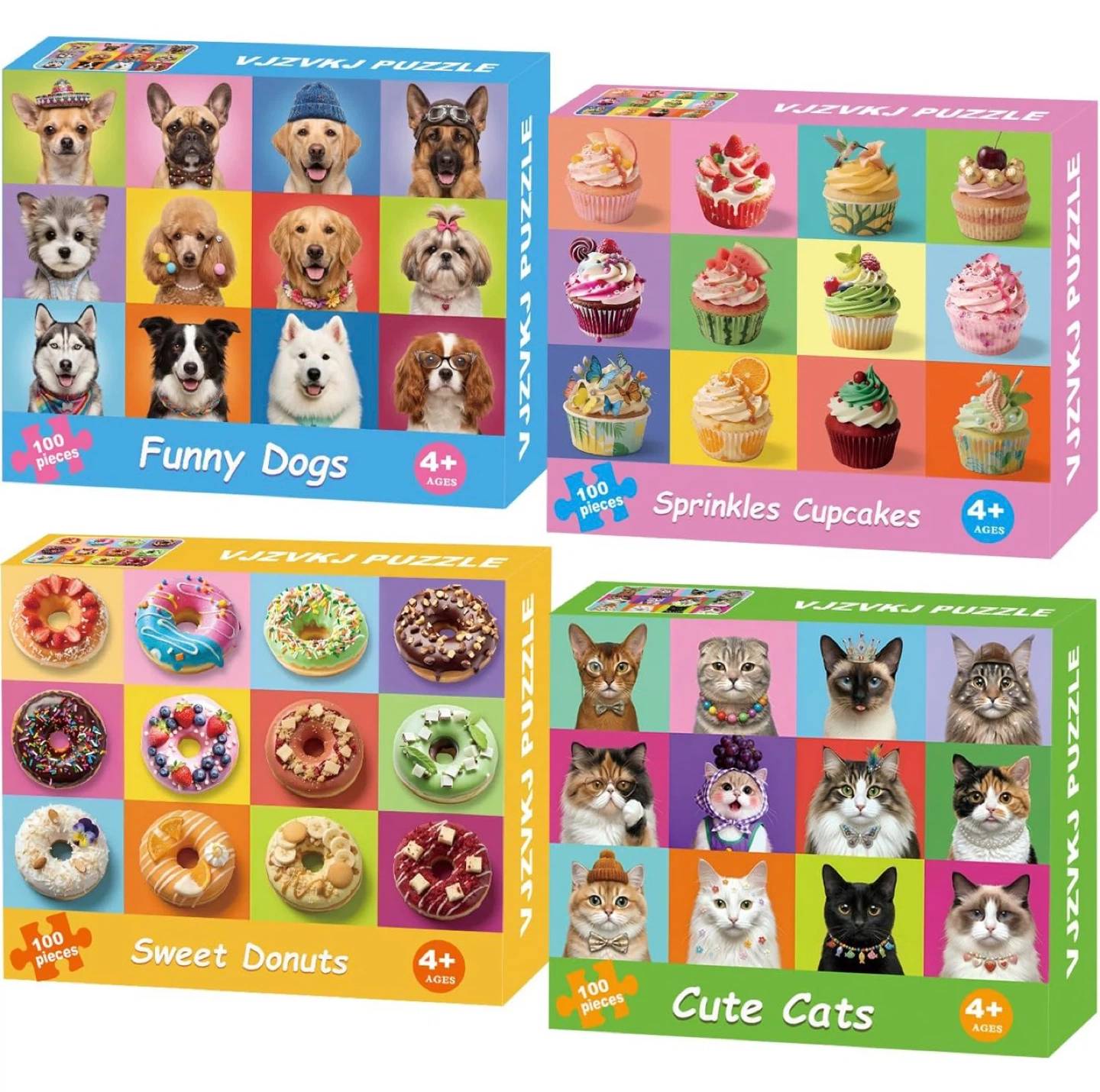Puzzles for Kids Ages 4-6 6-8 8-10 Year Old, 4 Packs 100 Piece