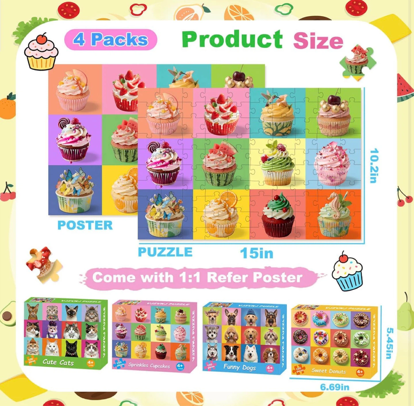 Puzzles for Kids Ages 4-6 6-8 8-10 Year Old, 4 Packs 100 Piece - photo 3