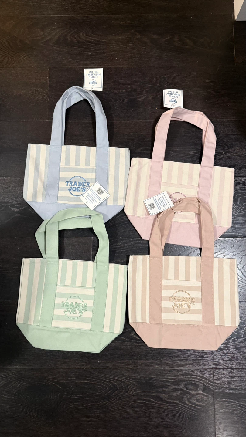 Trader Joe's Striped Mini Canvas Tote Bag