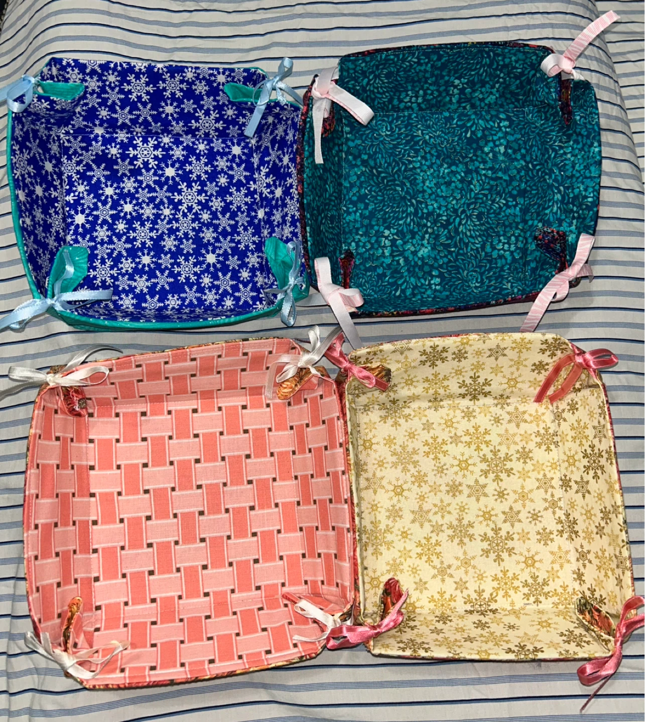 Set of 4 Fabric Storage Bins - 8x8” ⚽️