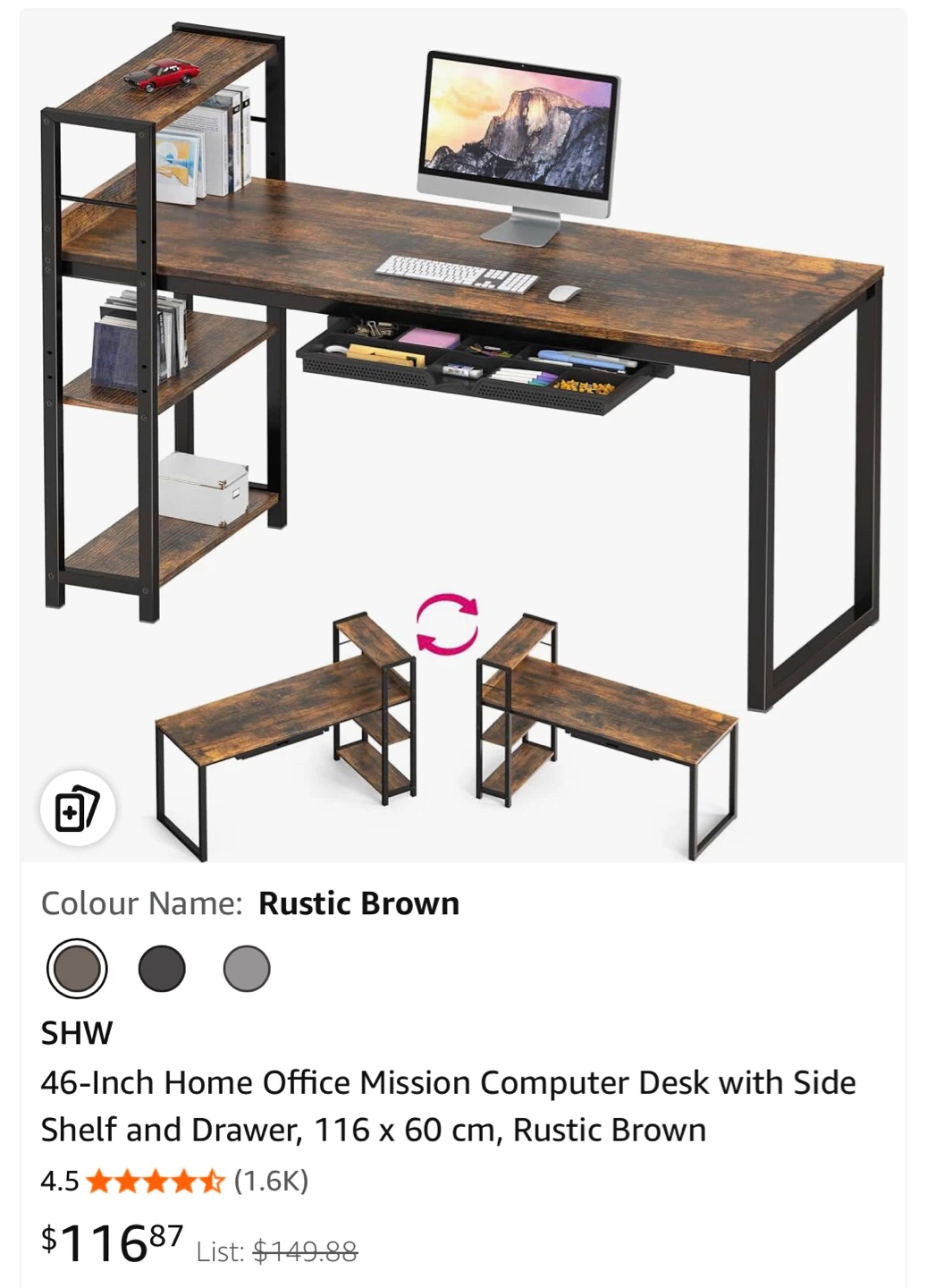 Computer Desk with Side Shelf & Drawer. - photo 3