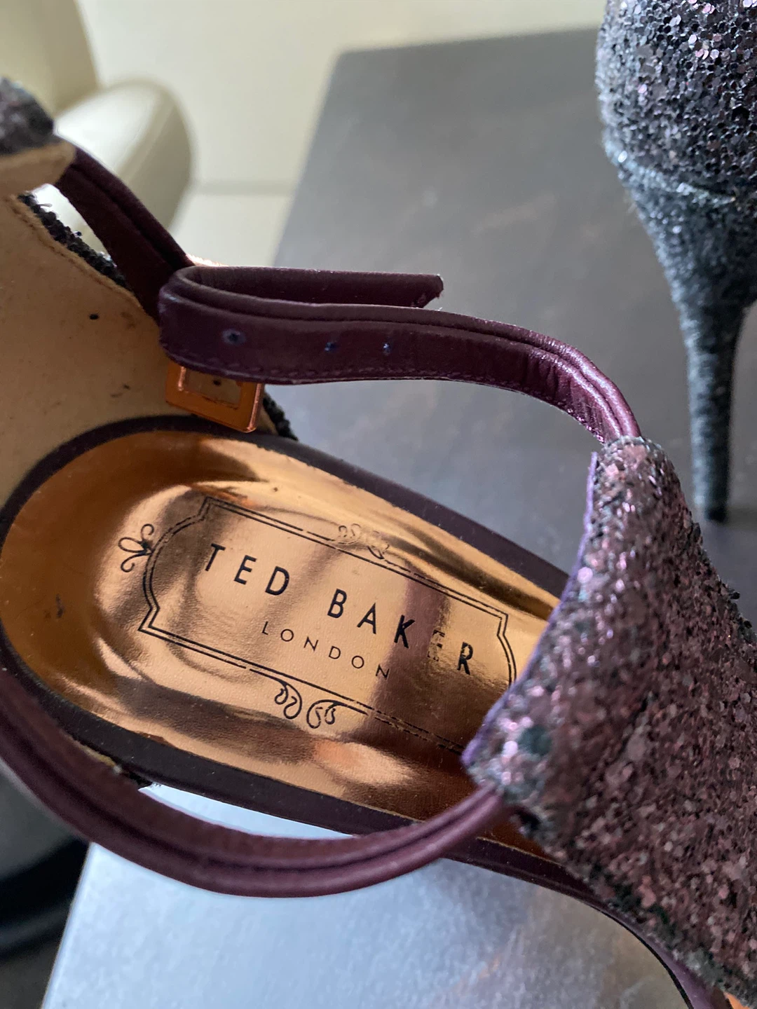 Ted Baker London Leather Glitter Heels - Size 37