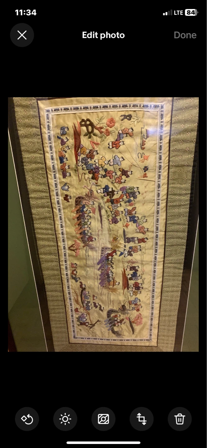 Korean/Chinese/Japanese Framed Silk Embroidery Art