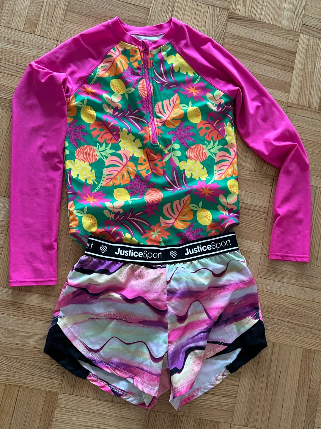 Justice Sport Rashguard and Shorts Set