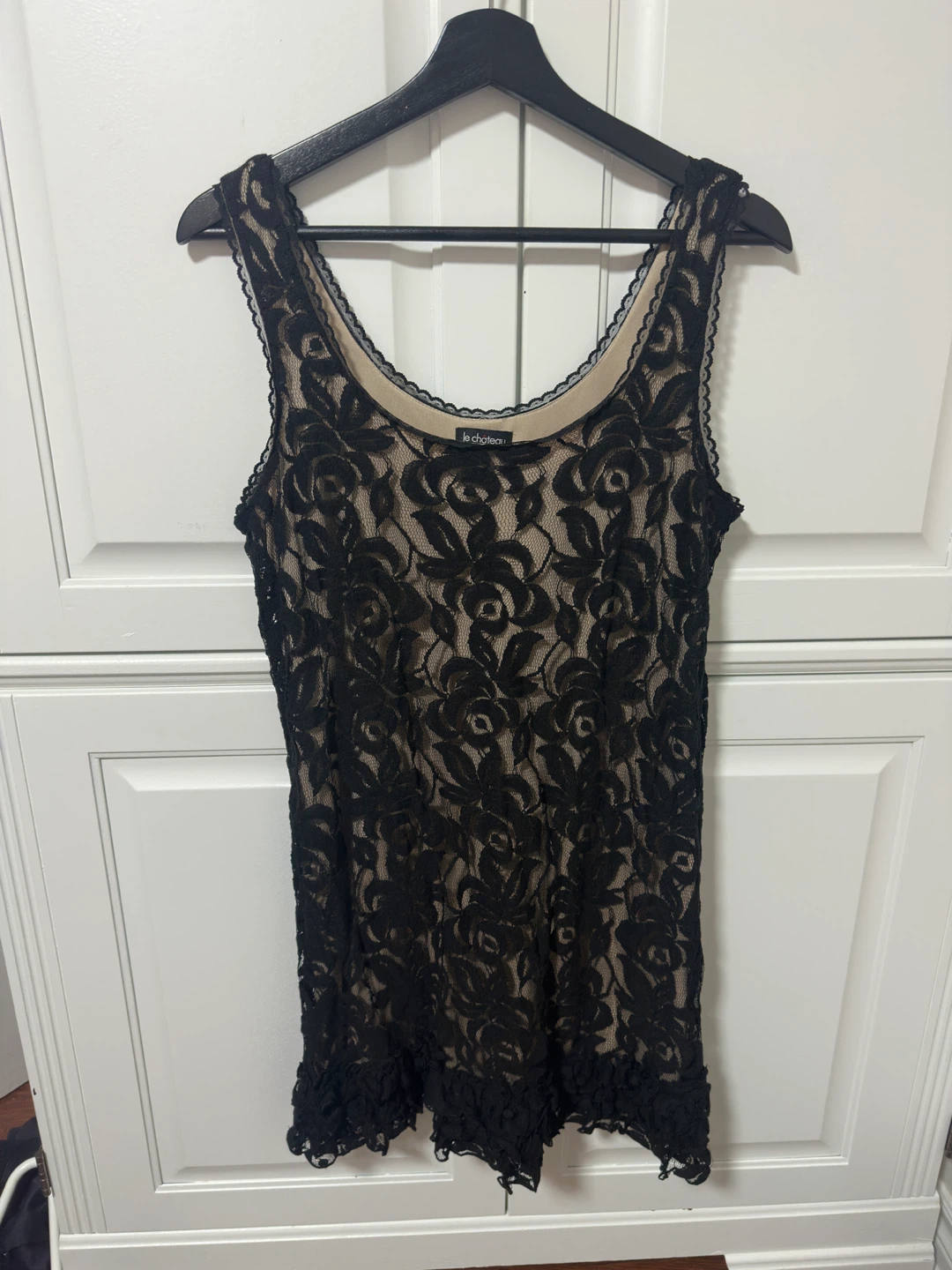 y2k Le Château Black Lace Mini Dress