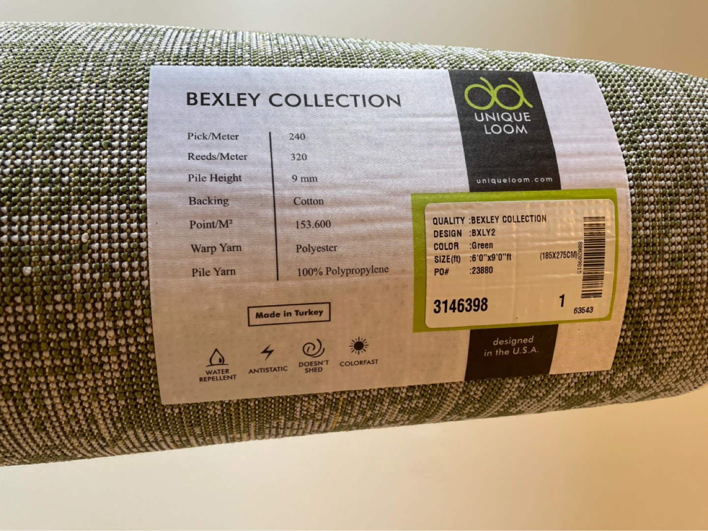 6x9 Bexley Collection Area Rug - Green and white - photo 3