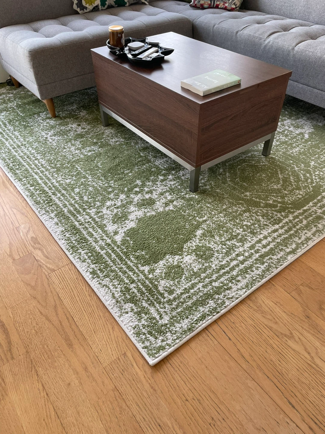 6x9 Bexley Collection Area Rug - Green and white - photo 2