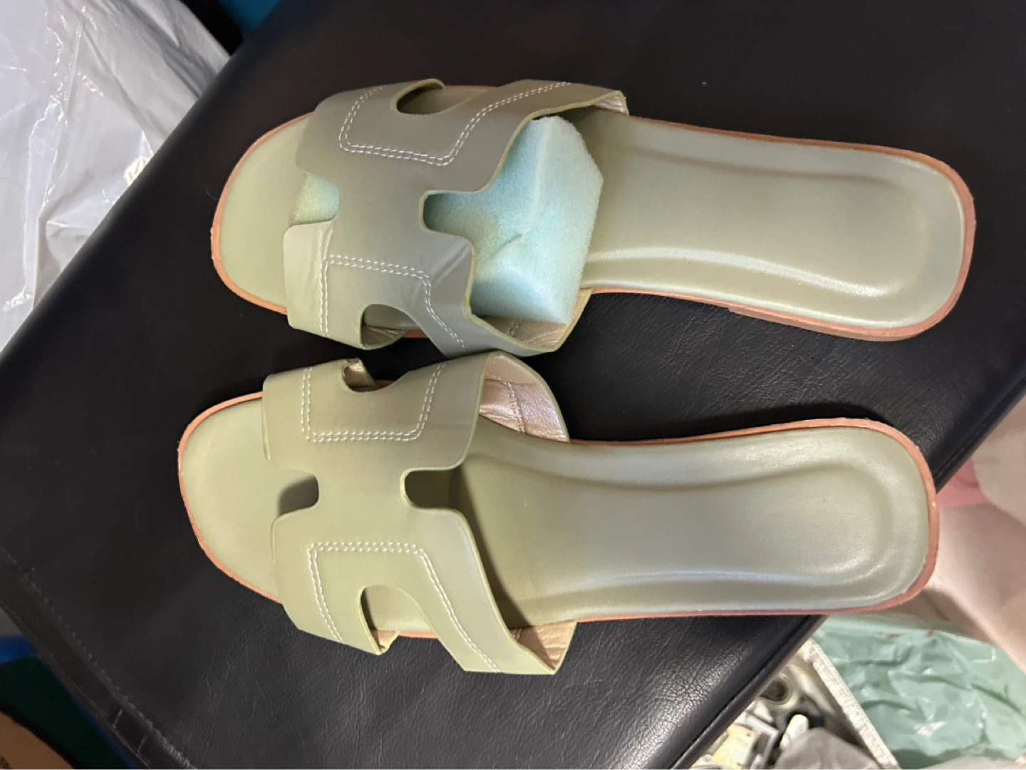 Light Green Slide Sandals - Size 260