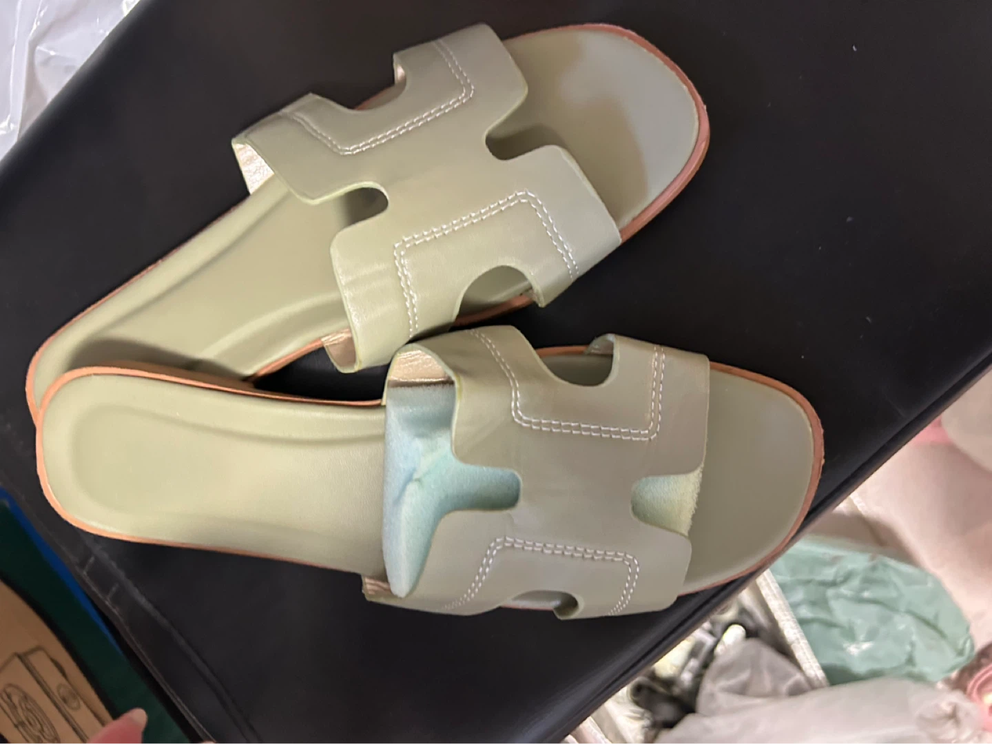 Light Green Slide Sandals - Size 260 - photo 2