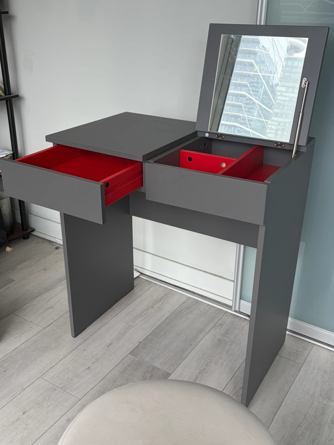 Grey Vanity Desk with Stool - IKEA Brimnes
