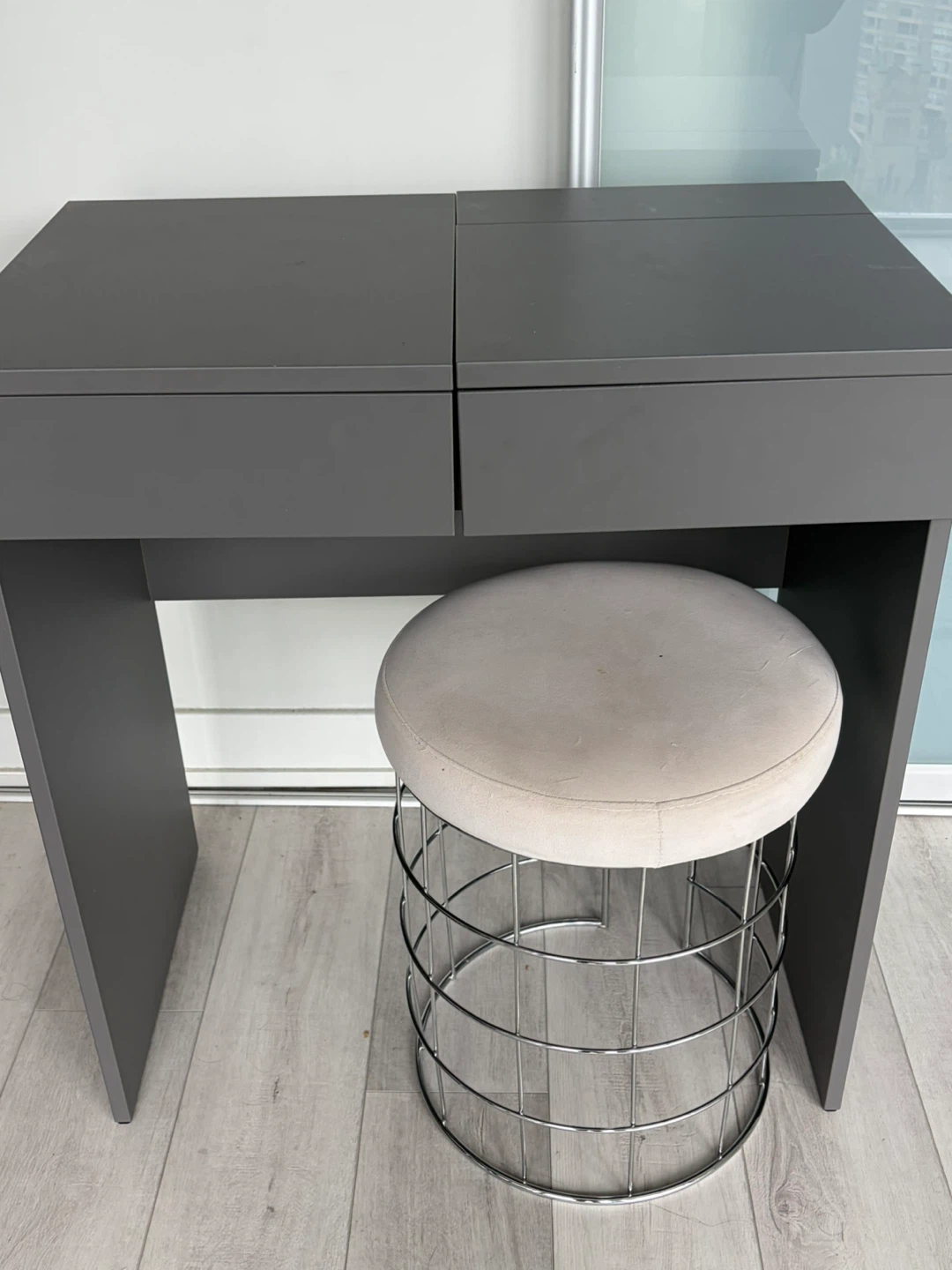 Grey Vanity Desk with Stool - IKEA Brimnes - photo 2