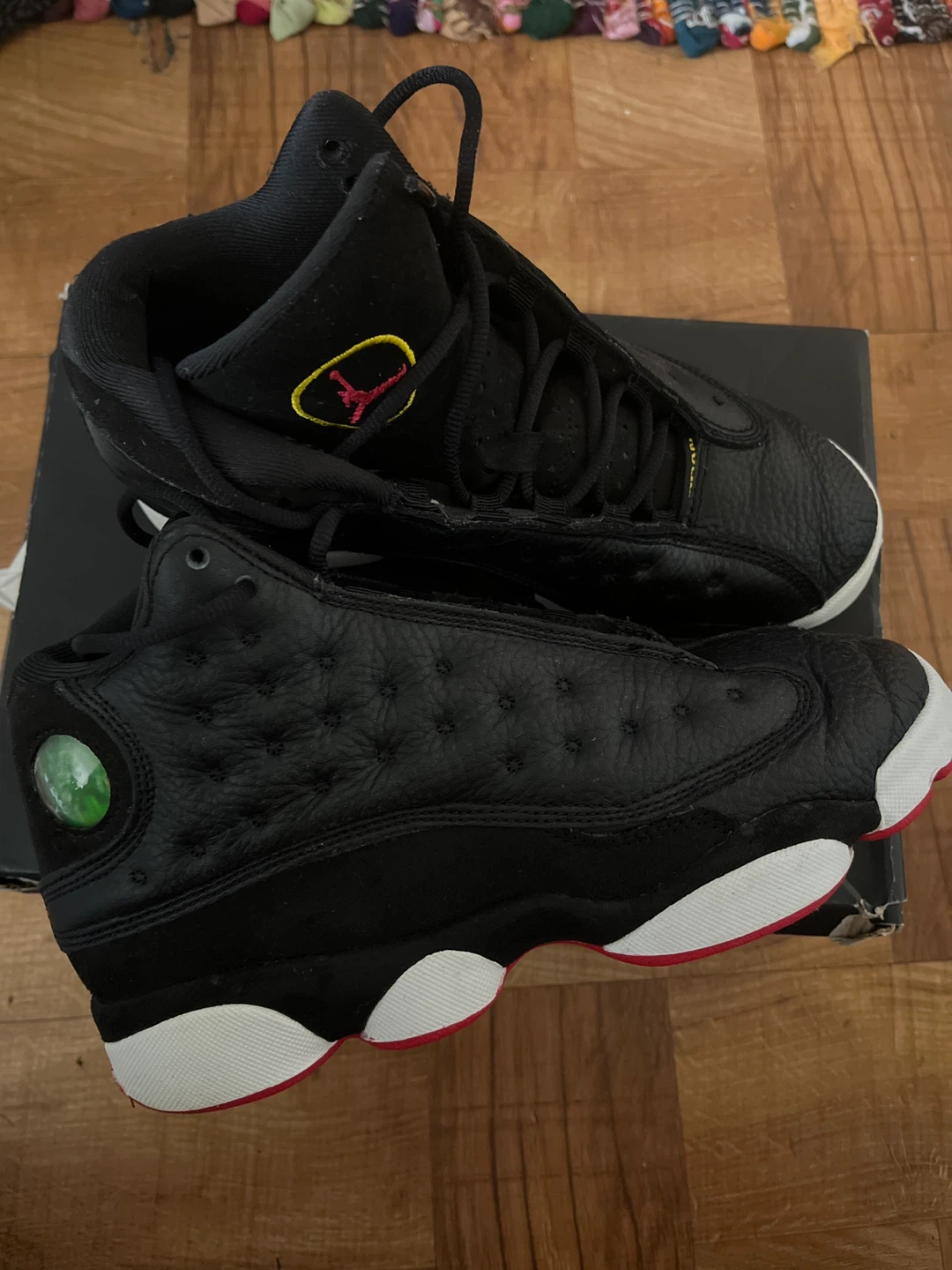 Air Jordan 13 Retro Black Red White Toddler Shoes - photo 2