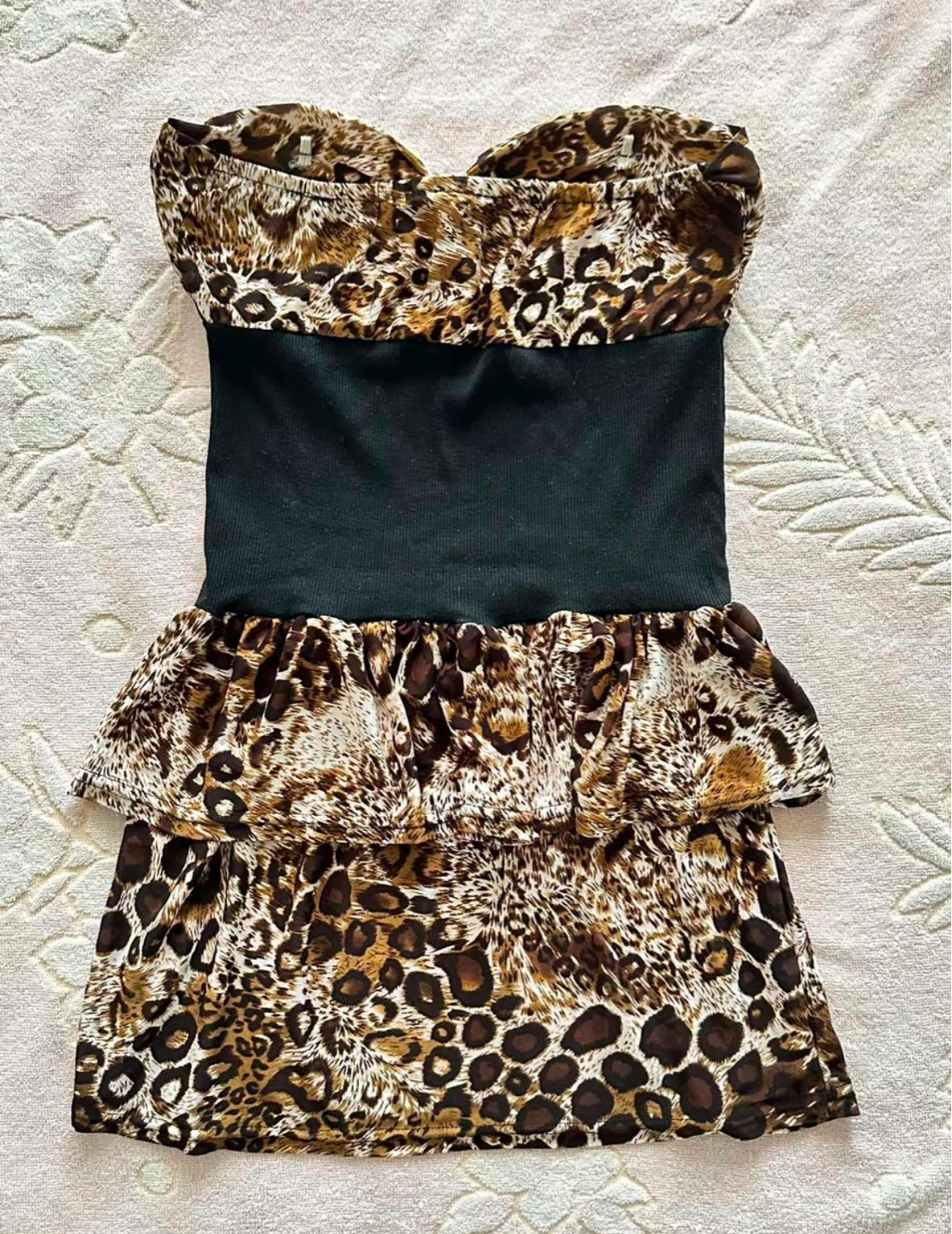Strapless Leopard Print Ruffle Dress - photo 2