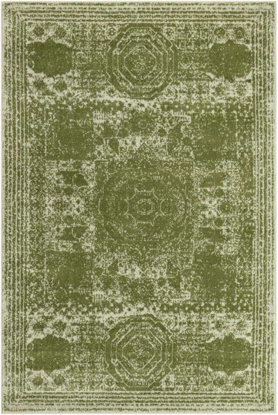 6x9 Bexley Collection Area Rug - Green and white - photo 4