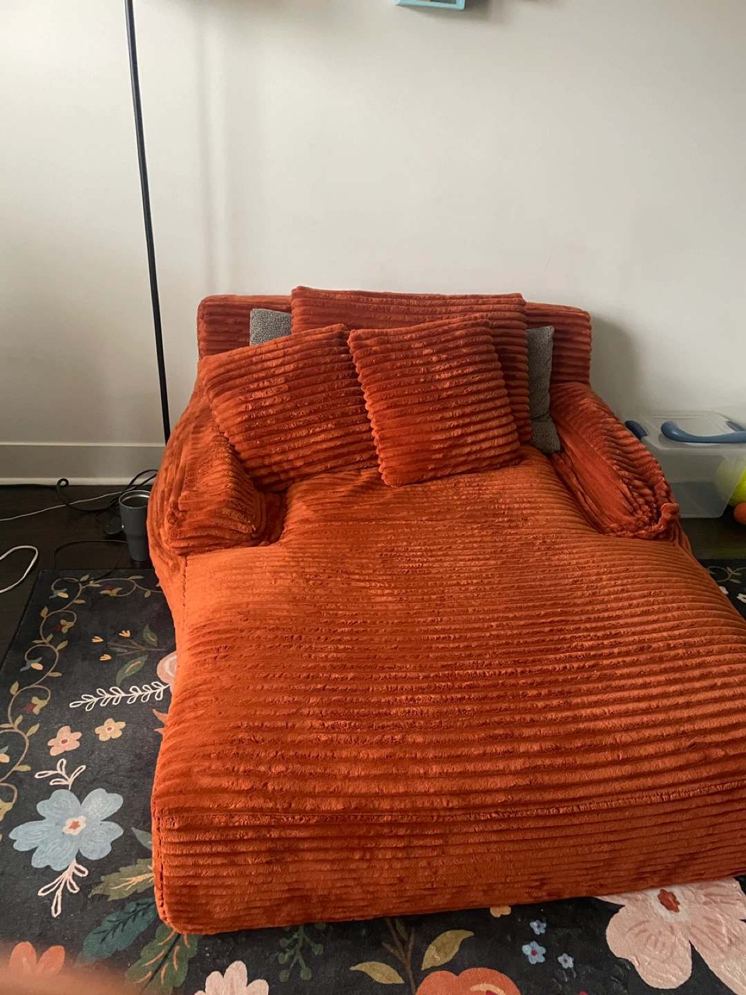 Corduroy Bean Bag Chair Lounger - Orange - photo 2