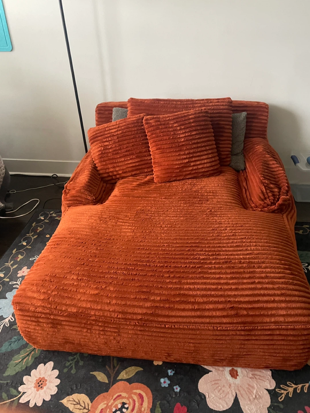 Corduroy Bean Bag Chair Lounger - Orange - photo 3