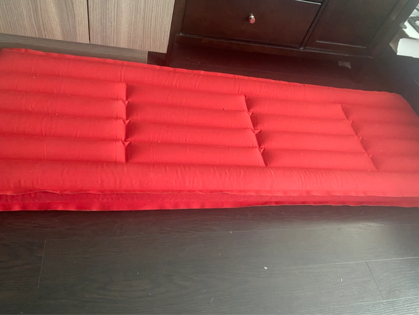 Red Padded Camping Sleeping Pad with Pattern